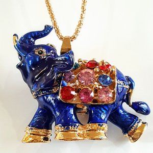 Blue Elephant Pendant Necklace